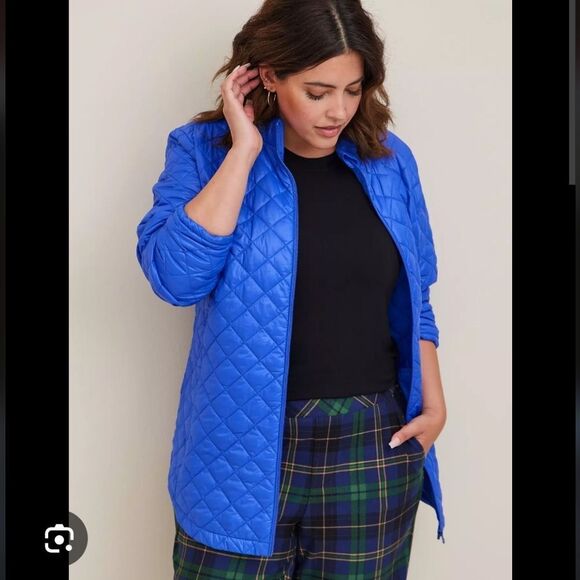 Torrid Cobalt Blue Diamond Quilted Puffer Jacket Size 2 - Picture 1 of 12